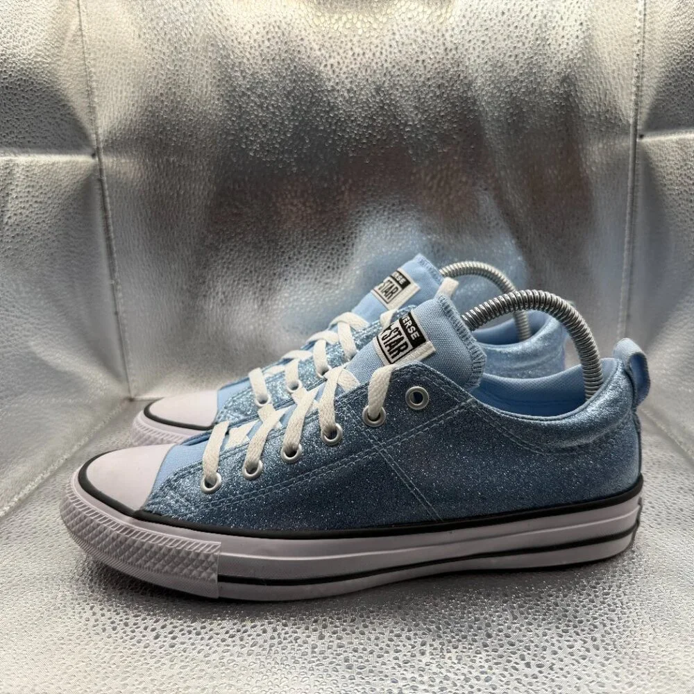 Size 6 Converse Chuck Taylor All Star Madison Glitter Blue Kids Sneakers A13157C